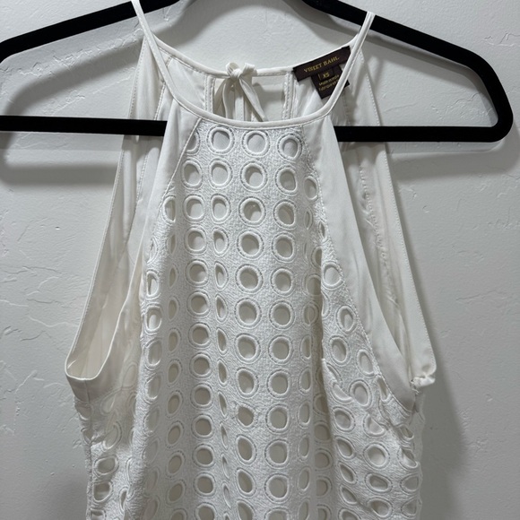 Anthropologie Vineet Bahl Eyelet Halter Dress White Circle Lace Women's XS - Picture 6 of 16